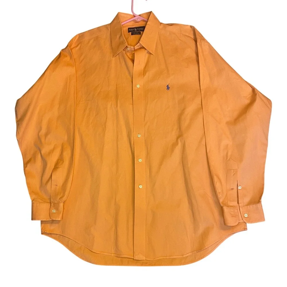 Ralph Lauren Blake Button Down Shirt Mens XL Orange Good Cotton Long Sleeve Pony